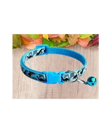 Woofy Adjustable Cat Collar with Bell, Sky Blue