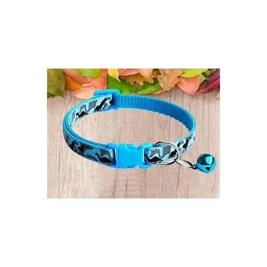 Woofy Adjustable Cat Collar with Bell, Sky Blue