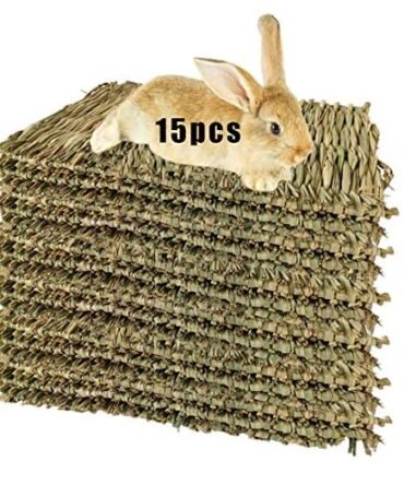 Hamiledyi Woven Grass Mat for Small Pets, 15-Pack